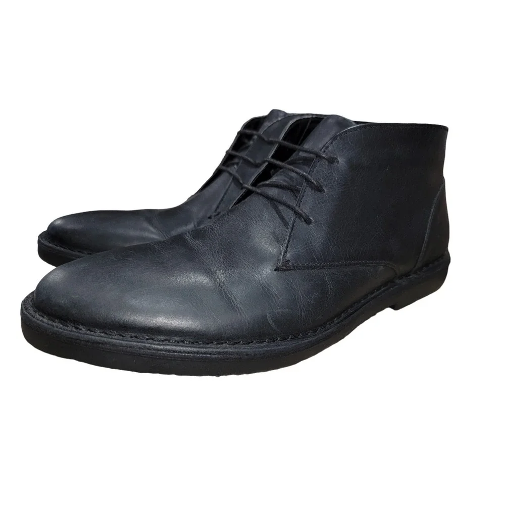 Aiden & Mason Men's Vivialdi Black Leather‎ Chukka Dress Boots Size 10.5